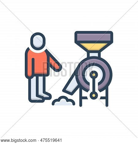 Color Illustration Icon For Miller Milling-machine Operator Machine Grinder Owner Worker Harvesting