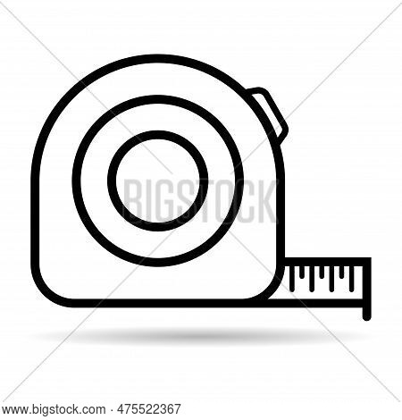 Measurement Tape Icon Shadow, Measure Tool Concept Design Symbol, Instrument Flat Vector Illustratio
