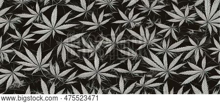 Cannabis Leaf Seamless Pattern. Medicine Marijuana Textre. Medical Cannabis Sign. Legalize Symbol. D