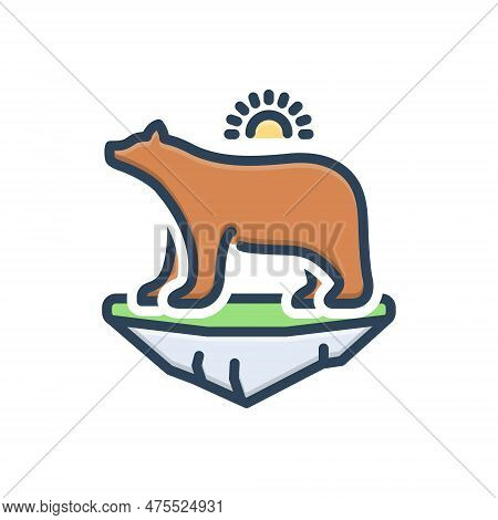 Color Illustration Icon For Polar Polar-bear Mammal Predator White-bear Dangerous Iceberg Glacier Se