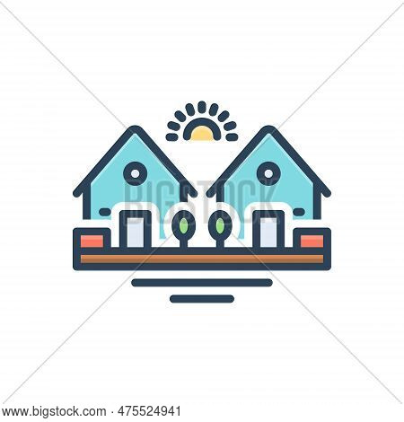 Color Illustration Icon For Neighborhood Vicinity Environs Propinquity Vicinage Neighbourship Precin