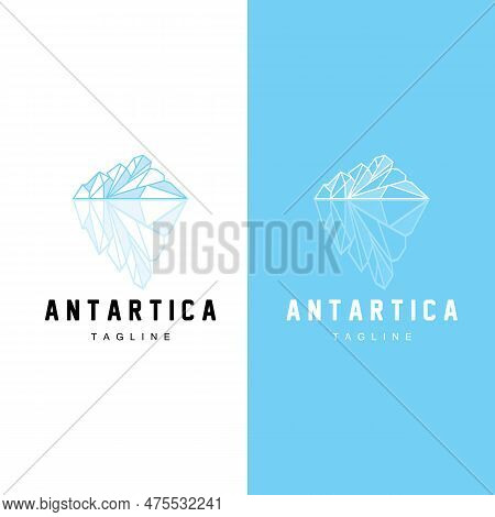 Mountain Logo, Antarctic Iceberg Logo Design, Nature Landscape Vector, Product Brand Illustration Ic