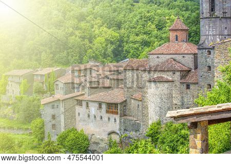 Rupit, A Medieval Village In The Middle Of Nature On Soft Sun Light, Catalonia, Osona.