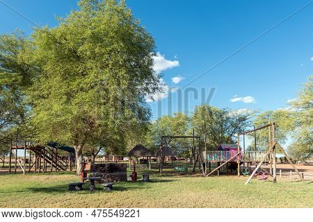 Upington, South Africa - Feb 24, 2023: Recreation Area At The Camping Site At Kalahari Monate Lodge 