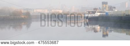 Steamboat Moored On The River Clyde And Construction Activity In Background