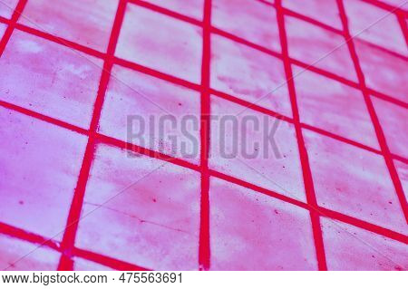 Red Pink Checkered Tiled Abstract Background Wall