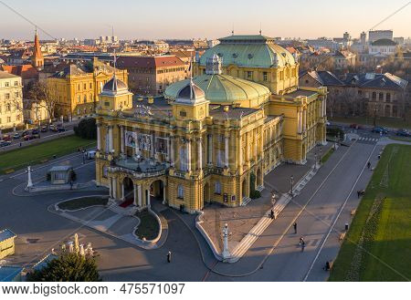Zagreb, Croatia - December 30, 2020: Croatian National Theater In Zagreb. The Croatian National Thea