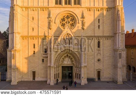 Zagreb, Croatia - December 30, 2020: Zagreb Cathedral In Croatia. It Is On The Kaptol, Is A Roman Ca