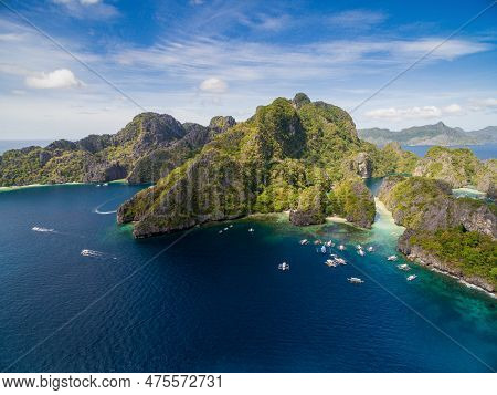 Big Lagoon In El Nido, Palawan, Philippines. Tour A Route And Place. Miniloc Island