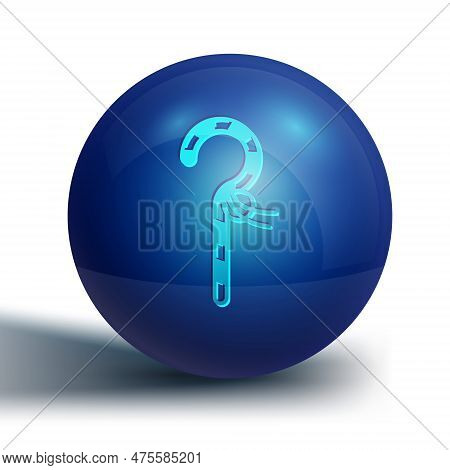 Blue Crook Icon Isolated On White Background. Ancient Egypt Symbol. Scepters Of Egypt. Blue Circle B