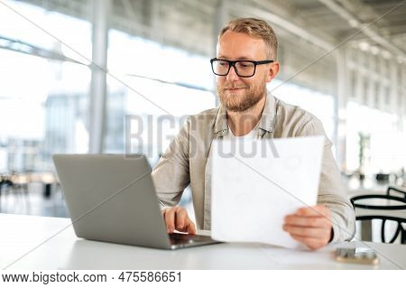 Positive Successful Caucasian Business Man, With Glasses, Executive, Programmer, Company Seo, Financ