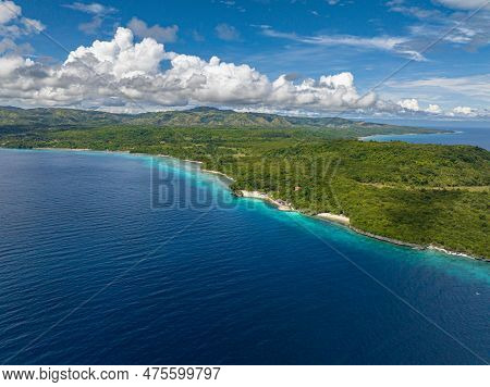 Birds Eye View Shot Of Paradise Looks Of Siquijor Island Under The Clear Blue Skies. Siquijor, Phili