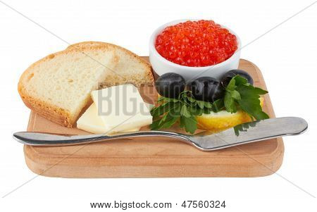 Served Caviar, With Butter And Toasts