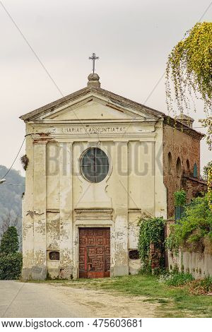 Old Church Santissima Annunziata Surrounded By The Nature In San Sebastiano Da Po Castle, Torino, Pi