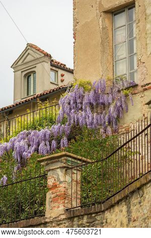 Exterior Of San Sebastiano Da Po Castle, Torino, Piemonte Region, Italy Surrounded By Nature With Be