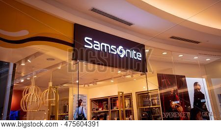 Kuala Lumpur, Malaysia - December 04, 2022: Samsonite Brand Retail Shop Logo Signboard On The Storef