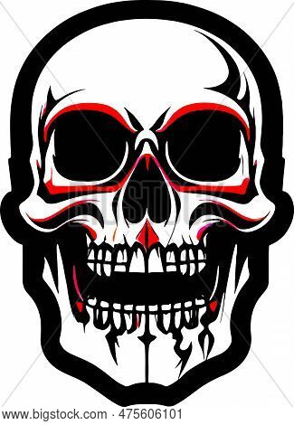 Smiling Emblem Colour Skull Tattoo Art Vector