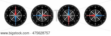 Marine Compass, Nautical Wind Rose With Cardinal Directions Of North, East, South, West And Degree M