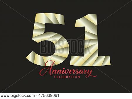 51 Year Anniversary Celebration Logotype Vector, 51 Number Design, 51th Birthday Invitation, Anniver