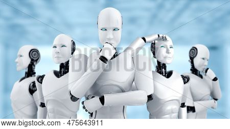 3d Illustration Of Robot Humanoid Group In Concept Of Future Artificial Intelligence And 4th Fourth 