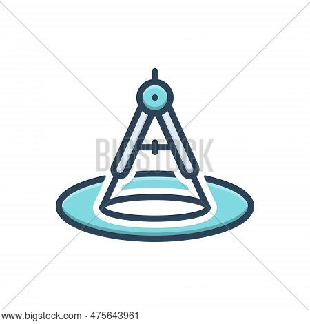 Color Illustration Icon For Precise Unspoiled Appropriate Exact Accurate Pinpoint Blueprint Compass 