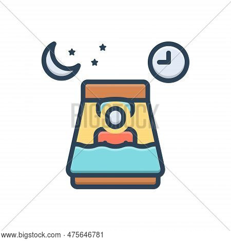 Color Illustration Icon For Hs Dream Slumber Sleep Somnolence Dreamland Dreamful Relax Hour-of-sleep