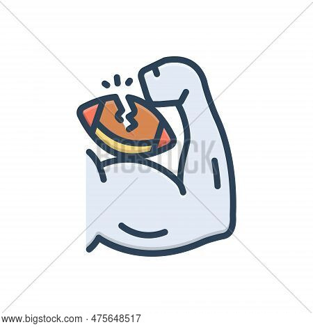 Color Illustration Icon For Robust Strong Vigorous Sturdy Sinewy Powerful Muscular Biceps Burly Robu