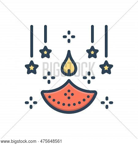Color Illustration Icon For Festival Holiday Celebration Feast Gala Fete Festivities Diwali Religios