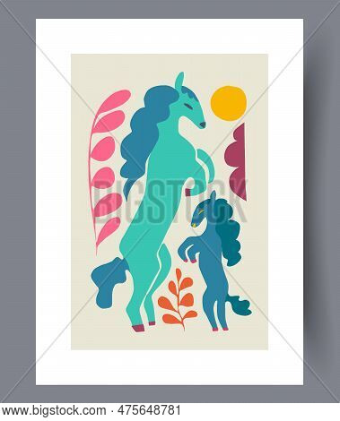 Animal Horse Fauna Foal Wall Art Print. Printable Minimal Abstract Horse Poster. Contemporary Decora