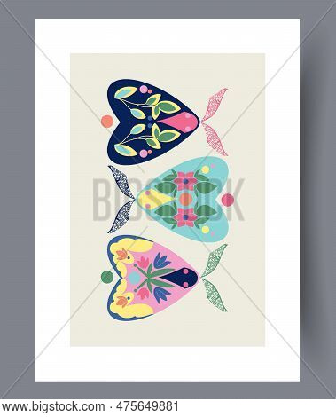 Animal Stingray Fish Heart Wall Art Print. Wall Artwork For Interior Design. Printable Minimal Abstr