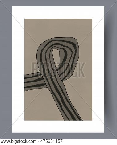 Abstract Ribbon Tortuous Loop Wall Art Print. Wall Artwork For Interior Design. Printable Minimal Ab