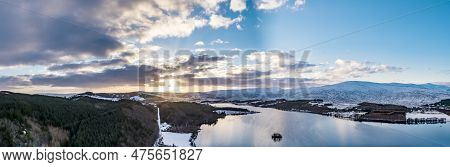 Aerial View Of St. Colmcilles Church, Glendowan, Lough Gartan, County Donegal - Ireland