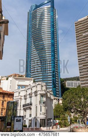 La Rousse, Monaco, April 22nd 2023:- A View Of The Tour Odeon (odeon Tower) The Tallest Building In 