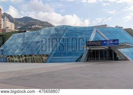 Larvotto, Monaco, April 21st 2023:- A View Of The Grimaldi Forum, Located In The Beach Area Of Larvo