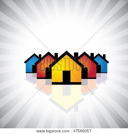 Renkli Houses(homes) veya Emlak Icon(symbol)-vektör grafiği