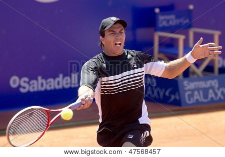 BARCELONA - 23 Nisan: Arjantinli tenis oyuncusu Carlos Berlocq Barcelon bir maç sırasında eylem