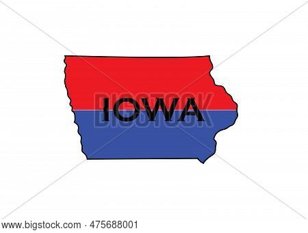 Politically Split State Of Iowa With Half Red And Blue.
