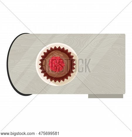 Homemade Muffin Icon Isometric Vector. Fresh Chocolate Muffin On Dining Table. Dessert, Breakfast, S