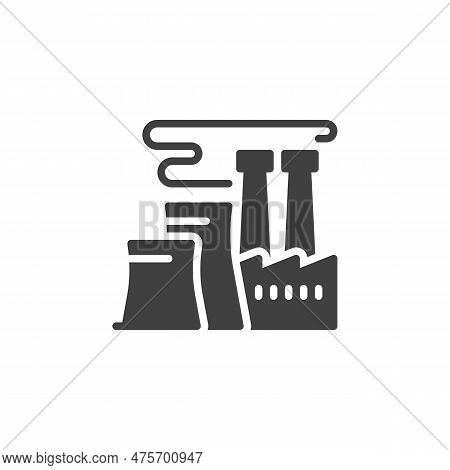 Power Plant Vector Icon. Filled Flat Sign For Mobile Concept And Web Design. Nuclear Power Plant Gly