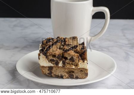 Chocolate  Chip Cookie Square Served With Coffee
