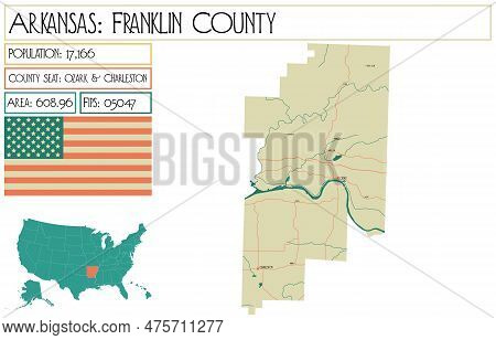 Large And Detailed Map Of Franklin County In Arkansas, Usa.