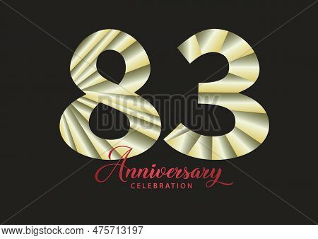 83 Year Anniversary Celebration Logotype Vector, 83 Number Design, 83th Birthday Invitation, Anniver