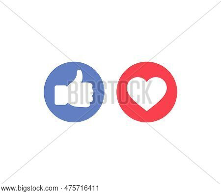 Thumbs Up And Heart, Like, Social Media  Logo Design. Design Elements For Social Network, Marketing,