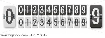 Flip Board Style Numbers. Airport Terminal, Arrival Board With Numbers Template. Realistic Flip Scor