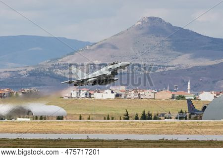 Konya, Turkiye - June 30, 2022: United Kingdom Royal Air Force Eurofighter Typhoon Fgr.4 (bs130/469)