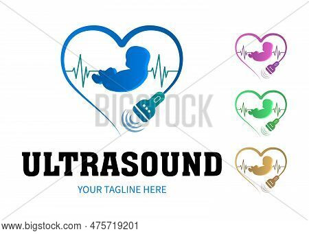 Ultrasound Diagnostics Logo. Medical Research, Gynecology Clinic, Polyclinics, Obstetrics And Hospit