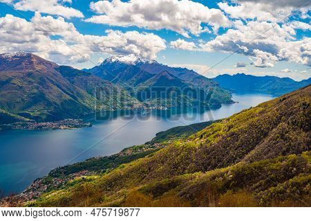 View Of Lake Como, Towards The South, From The Church Of San Bernardo In Musso, With The Mountains A
