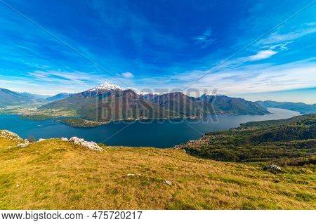 View Of Lake Como, Towards The South, From The Church Of San Bernardo In Musso, With The Mountains A