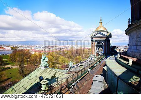 Beautiful View Of The Cityscape Of St. Petersburg From The Observation Deck Of The Colonnade Of St. 
