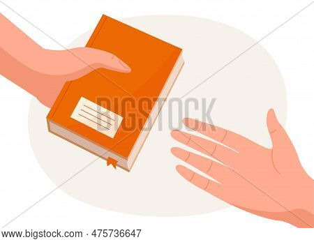 Hand Giving Book. Bookcrossing Service. Education And Training. Love For Reading And Literature. Peo